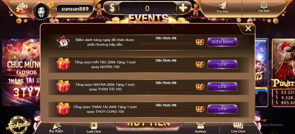 sự kiện game sunwin, sự kiện sunwin nhận thưởng