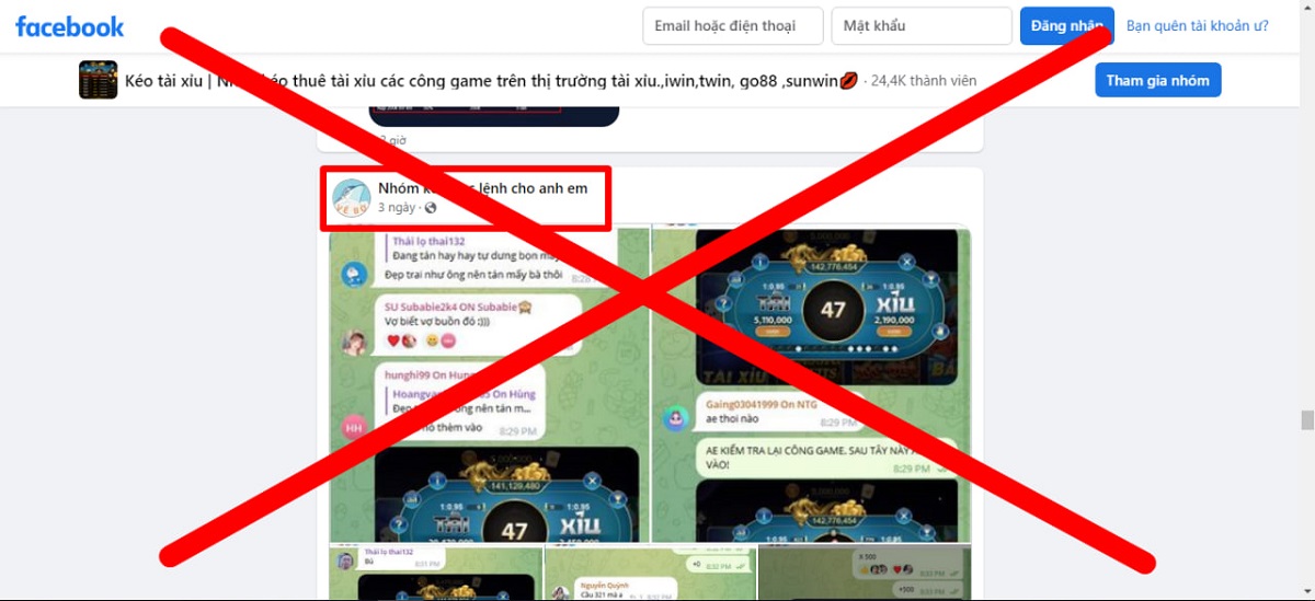 thông tin nhóm game lừa đảo